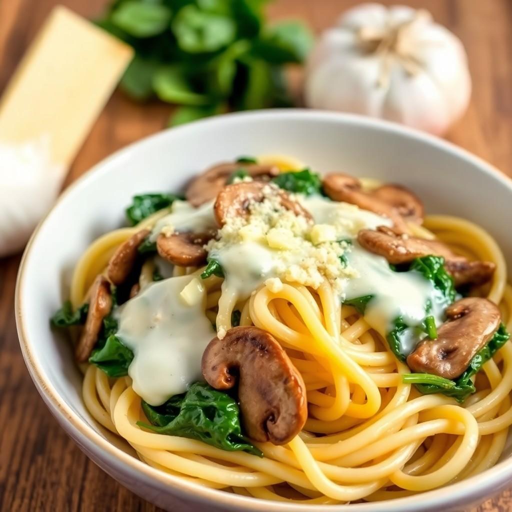 Creamy Spinach and Mushroom Pasta