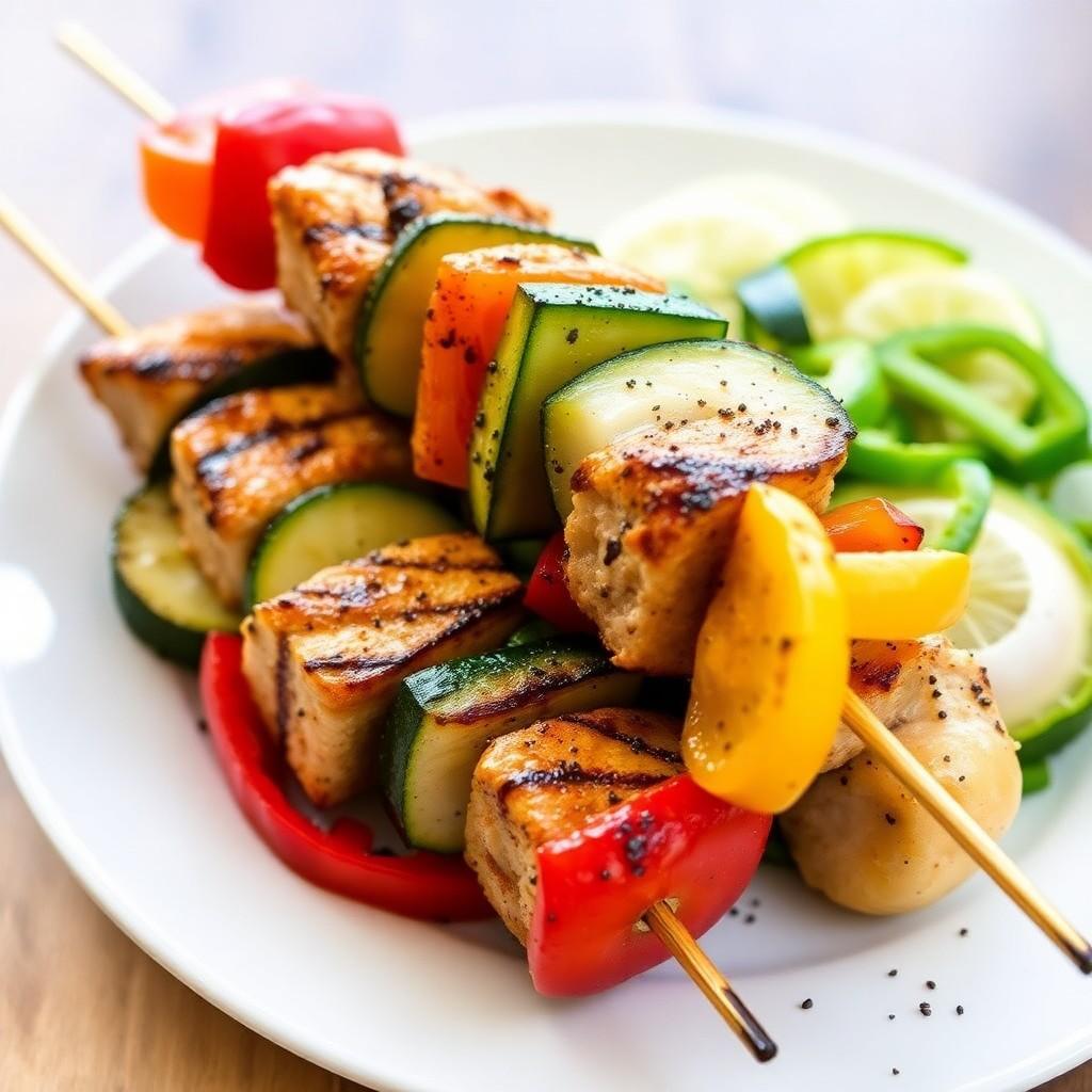 Grilled Vegetable Skewers with Chicken