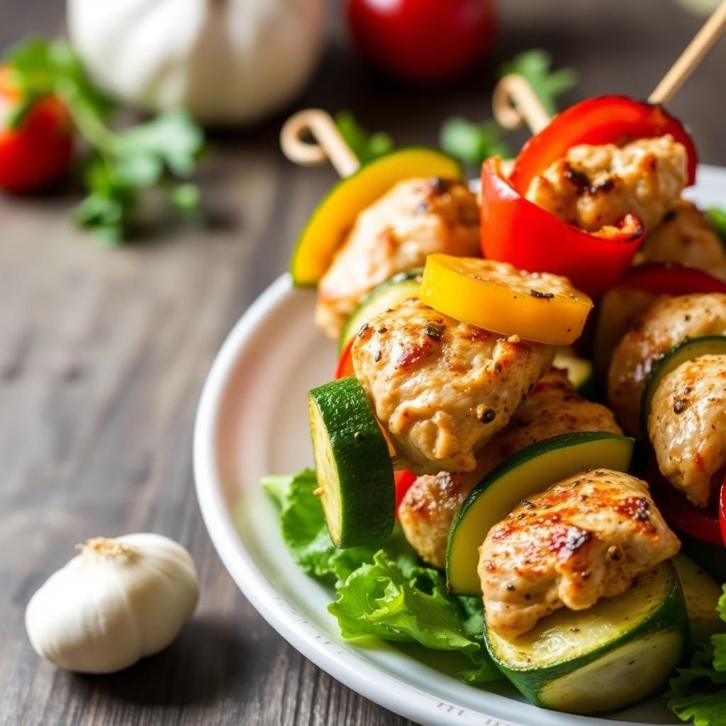 Grilled Vegetable and Chicken Skewers