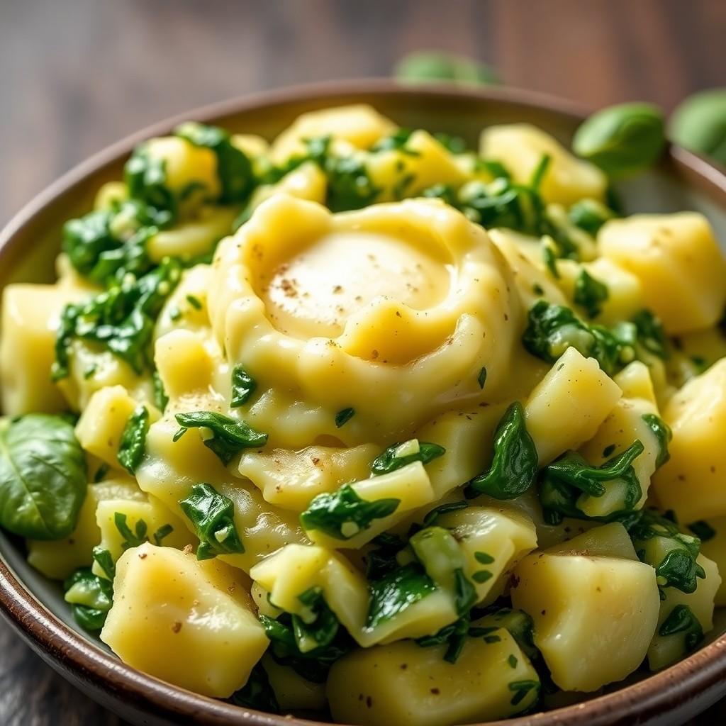 Garlic Mashed Potatoes with Spinach