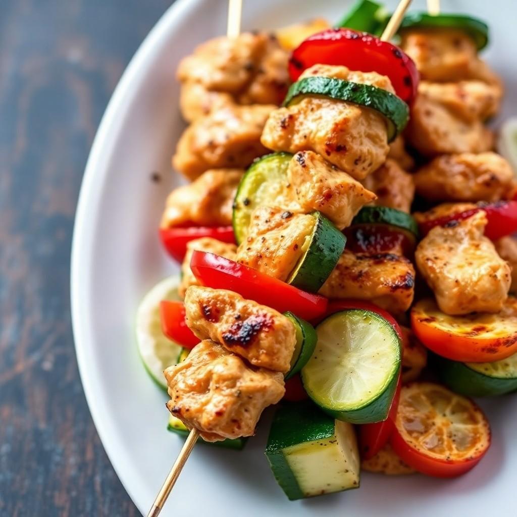 Grilled Veggie Skewers with Chicken